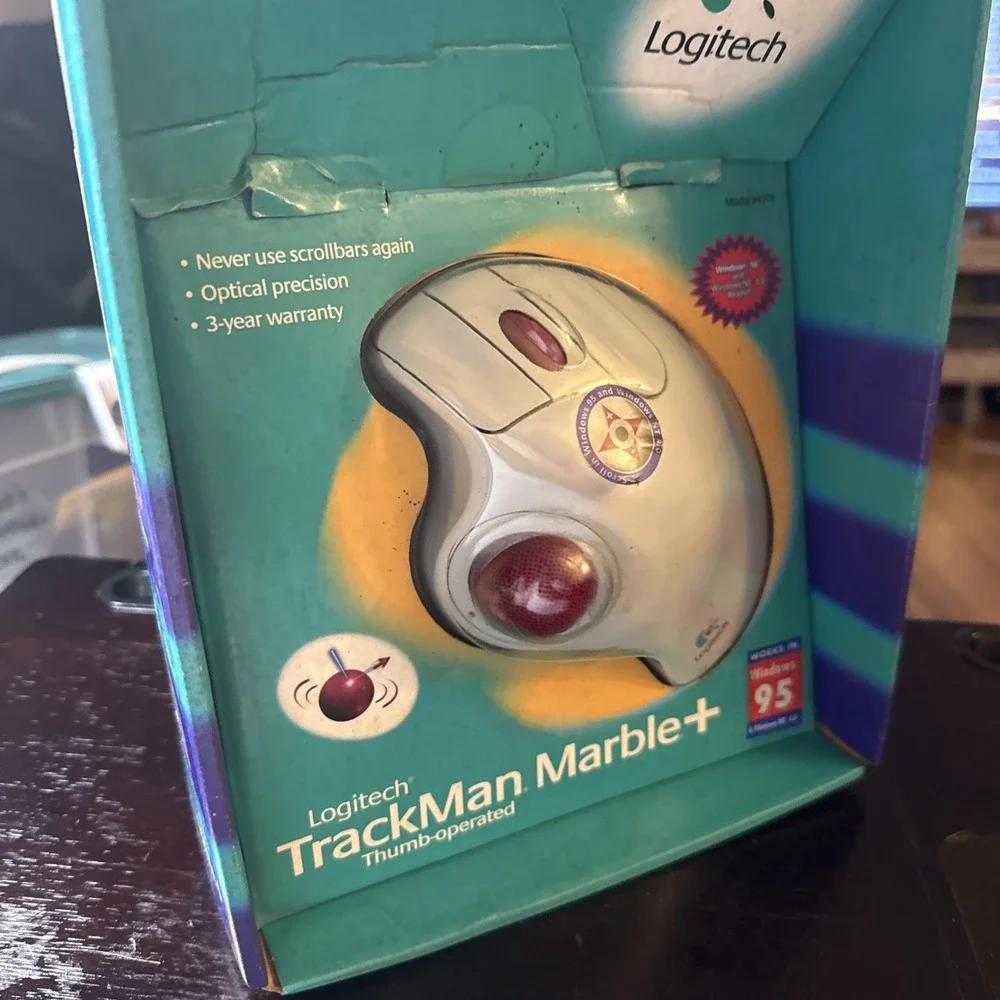 Logitech Trackman Marble+ Plus Mouse - Windows 98 Thumb Operated USA